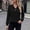 Black, variant on Women's Solid Color Loose V-Neck Button Front Blouse, Comfortable daily office wear for city sightseeing and casual coffee outings Army Green XXL