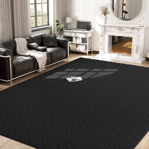 CozyDesg Modern Area Rug,8'x10' Large High-Low Textured Moroccan Vintage Shag Rugs,Washable Decor Carpet for High Traffic Areas in Living Room, Bedroom,Dining Room