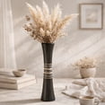 thumbnail image 3 of Modern Stripes Black and Natural Mango Tree Wood Concaving Vase, 3 of 7
