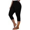 thumbnail image 2 of FNFYFH Clearance Womens Yoga Capris No Ride Up Pants,Black, 2 of 10