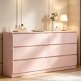 thumbnail image 6 of Ktaxon 6 Drawer Double Dresser Wood Dresser Storage Cabinet Drawer Organizer Chest Of Drawers, Pink, 6 of 7