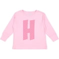 thumbnail image 3 of Inktastic Pink and White Polka Dots Letter H Boys or Girls Long Sleeve Toddler T-Shirt, 3 of 5