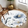 thumbnail image 2 of Round Rug 5Ft Washable Non-Slip, Spring Blue Floral Circle Area Rugs for Living Room Bedroom, Country Garden Wildflowers Botanical Indoor Floor Mats Carpet Runner for Home Decor Aesthetic, 2 of 8
