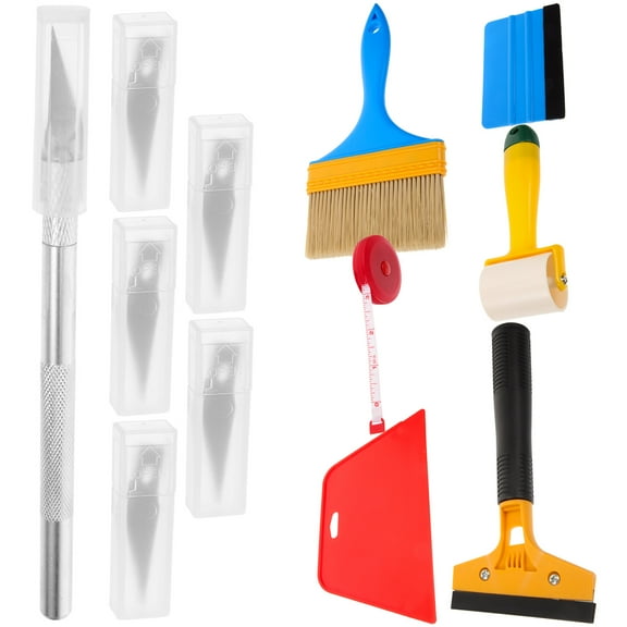 Raindrops Wallpaper Tools Kit with Squeegee Scraper and Seam Roller for Home Use 12pcs