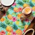 thumbnail image 3 of Turquoise Summer Pineapple Table Runner 108 Inches, Tropical Lemon Fruits Leaves Bed Runner Dresser Scarves Tabletop for Indoor Outdoor Parties/Ceremony/Banquet, 13"x 108", 3 of 9