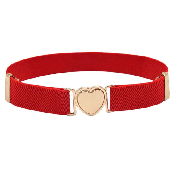 Kids Girls Belts Adjustable Elastic Belts with Heart Buckle Fashion Versatile Skinny Waistband One Size