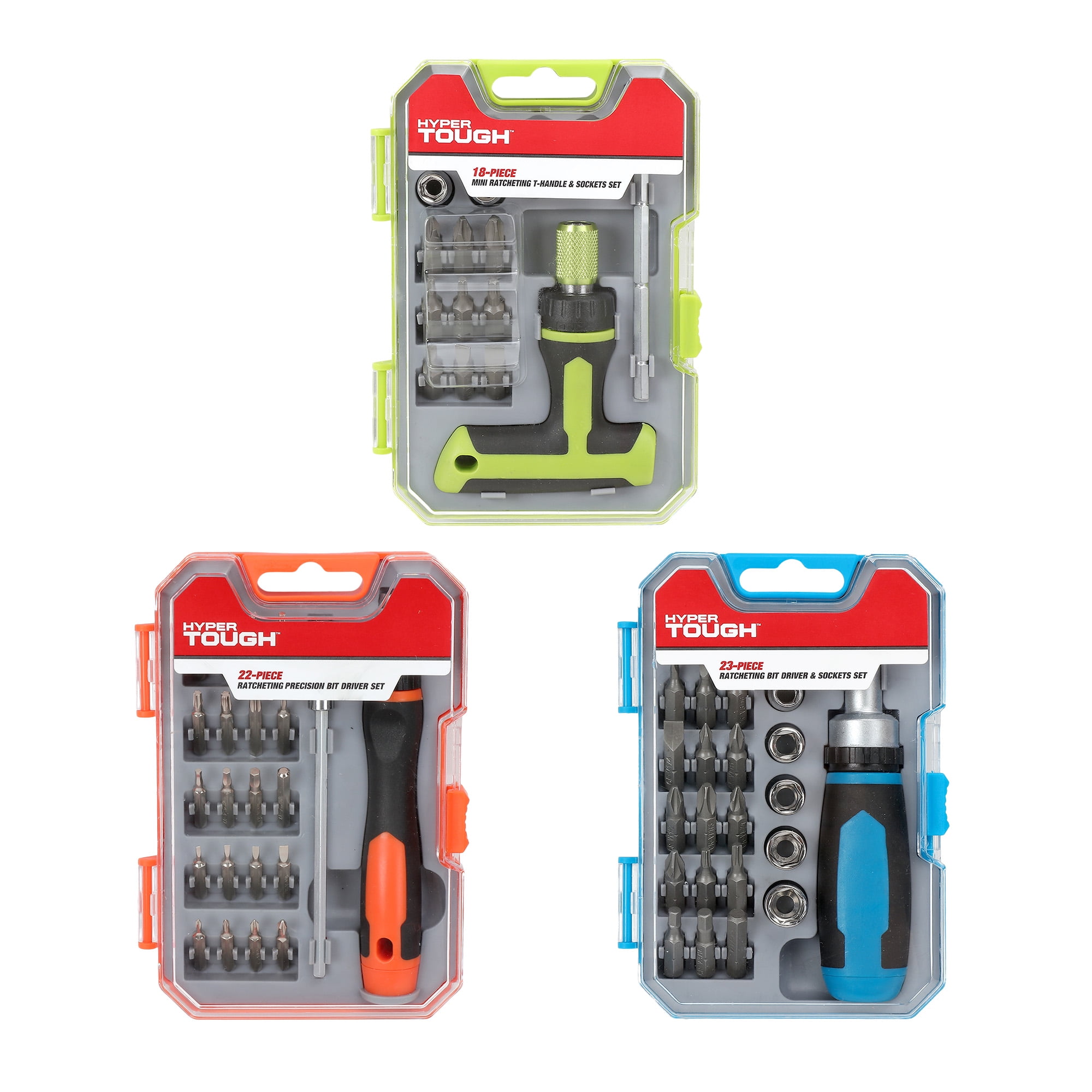 Hyper Tough 63Piece Ratcheting Bit Driver Sets with Case (THandle