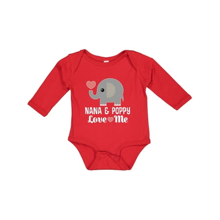 

Inktastic Nana and Poppy Love Me Grandchild Outfit Gift Baby Boy or Baby Girl Long Sleeve Bodysuit