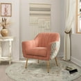 thumbnail image 2 of Rose Pink Accent Chair - Floral Print Fabric, Solid Wood Frame, 27" Wide, for Living Room or Bedroom. Easy Assembly, Stylish Seating., 2 of 8