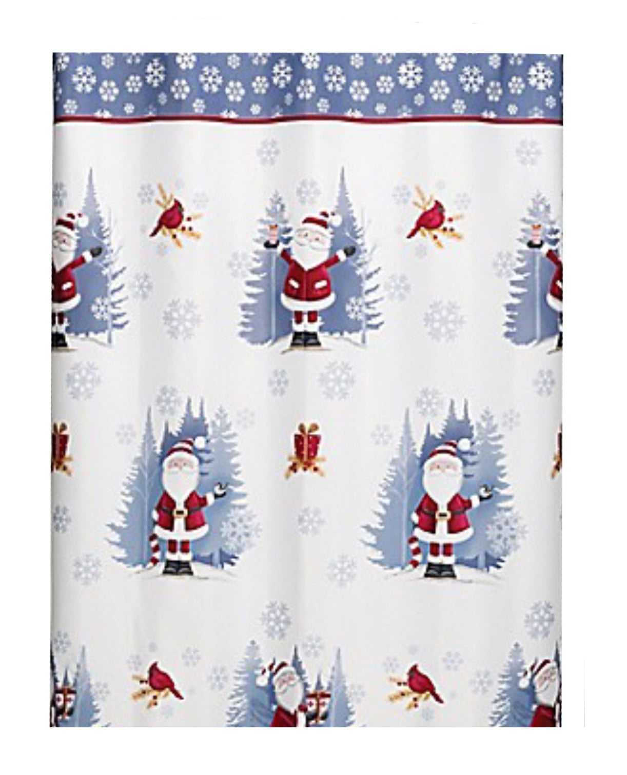 Sterling Santa Fabric Shower Curtain and Hook Set for Christmas