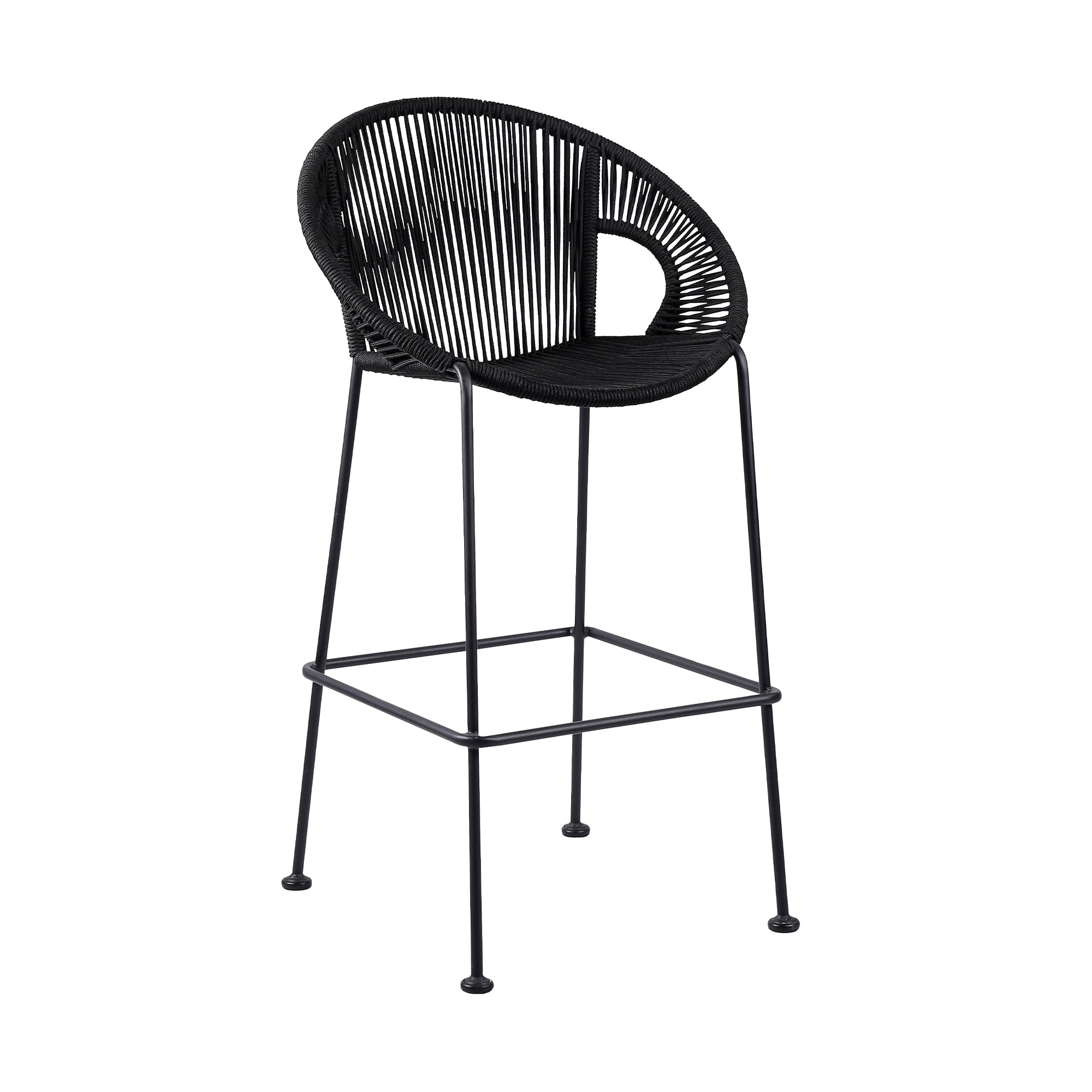 Acapulco 30" Indoor Outdoor Steel Bar Stool with Black Rope - Set of 2