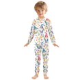 thumbnail image 3 of Dailycode Cotton Pajama Set Snug Fit Long Sleeve Top and Pants for 18M-8Y Gnomes Flower Leaves, 3 of 7
