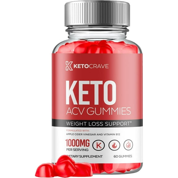 (1 Pack) Keto Crave Keto ACV Gummies - Apple Cider Vinegar Supplement for Weight Loss - Energy & Focus Boosting Dietary Supplements for Weight Management & Metabolism - Fat Burn - 60 Gummies