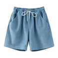 thumbnail image 4 of Dwellite Mens Corduroy Shorts Elastic Waist Drawstring SweatShorts Summer Beach Lounge Short with Pockets Light Blue M, 4 of 4