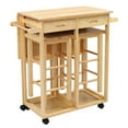 thumbnail image 5 of VINGLI Portable Kitchen Islands with 2 Square Stools, Pine Burlywood, 32.09 in, 5 of 7