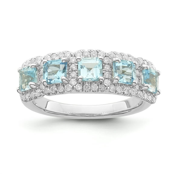 Araiya Fine Jewelry Sterling Silver Diamond and Blue Topaz Ring (1/3 cttw, I-J Color, I2-I3 Clarity) Size 7