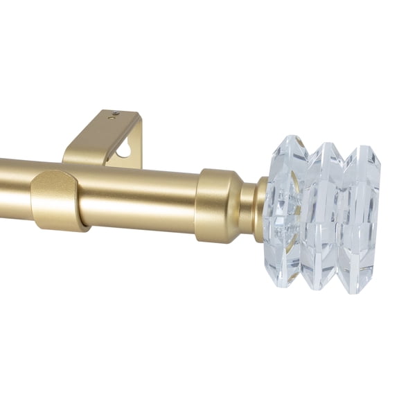 MERIVILLE Lione 1-Inch Diameter Single Window Treatment Curtain Rod, Crystal Finial (28"-48", Royal Gold)