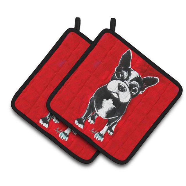 Caroline's Treasures MW1314PTHD Boston Terrier Runt Paire de Supports de Pot, 7.5HX7.5W, Multicolore