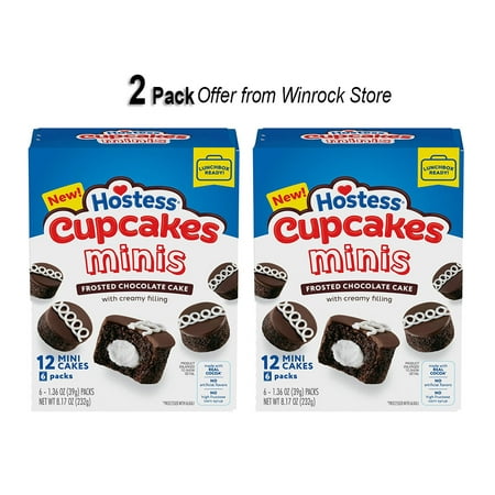 Hostess Cupcakes Minis Chocolate Cupcakes with Creamy Filling 12 Count 8.17 oz (2 Pack) Offer from Winrock Store Hostess Cupcakes Minis Chocolate Cupcakes with Creamy Filling 12 Count 8.17 oz (2 Pack) Offer from Winrock Store