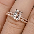 thumbnail image 4 of 1.50 Carat Emerald Cut Art Deco Morganite 10K Rose Gold Wedding Set Engagement Ring Anniversar Ring Surprisingly, 4 of 5