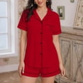 thumbnail image 4 of Qingpeng Women's Pajamas Set Heart Print Button Down Short Sleeve Shirt with Shorts Summer Soft Comfy Sleepwear PJs Set Size S-XXL, 4 of 6