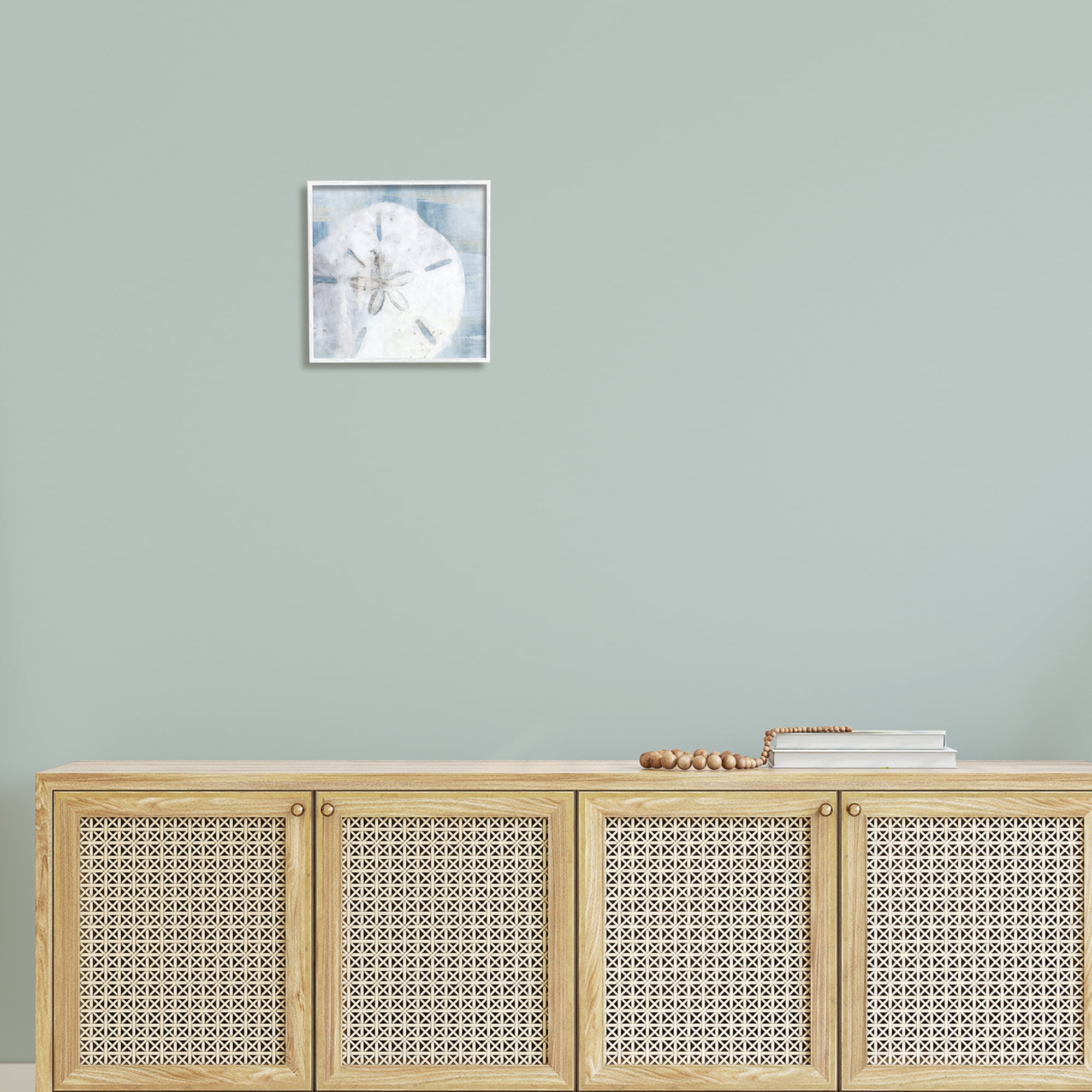 Stupell Pastel Blue Sand Dollar Seashell Landscape Painting White Framed Art Print Wall Art