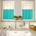 thumbnail image 3 of Turquoise Kitchen Curtains and Valances Set, 3 Piece Kitchen Curtains Set 24 Inch Length, Modern Pure Turquoise Rod Pocket Curtains Tier Farmhouse Window Curtains, 3 of 6