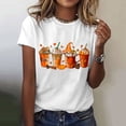 thumbnail image 2 of Halloween Shirts for Women T-Shirt for Casual Wear with Short Round Neck Pumpkin Print Loose Top in Stylish Everyday Wardrobe White XXL, 2 of 5