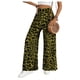 thumbnail image 1 of Pantalones SweetyRocks con estampado de leopardo, cintura alta, pierna ancha, verde, 1 of 6