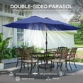 thumbnail image 4 of Outsunny Parasol de Patio Double Face de 15 Pi, Parasol d'Extérieur avec Base, Bleu Foncé, 4 of 10
