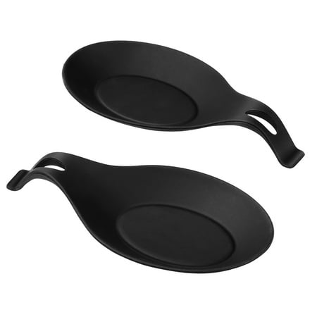 

HEMOTON Hemoton 2pcs Silicone Spoon Rests Kitchen Utensil Holder Heat Resistance Spoon Rack Spoon Pad for Home Restaurant (Black)