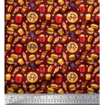 thumbnail image 1 of Soimoi Polyester Crepe Fabric Cold Drink,Pizza & Burger Food Printed Fabric 1 Yard 52 Inch Wide, 1 of 1