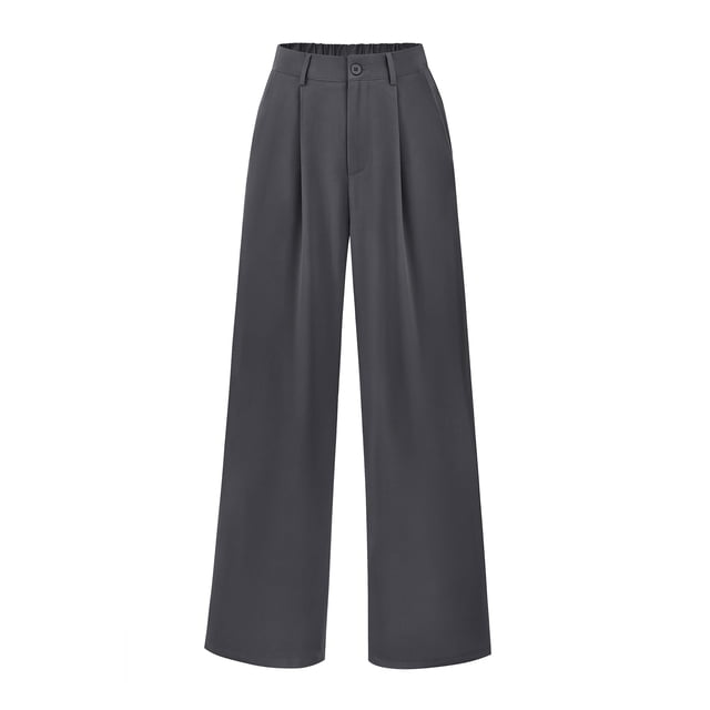 Pantalones PRETTYGARDEN Palazzo Mujer Tiro Alto Pierna Ancha Gris Oscuro Talle S