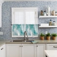 thumbnail image 6 of Teal Green Marble Kitchen Curtains Valance and Tier Curtains Set, Gold Yellow Lines Ombre Color Marble Farmhouse Curtain & Drape 3PCS Rod Pocket Window Short/Half/Small Tier Curtain 27.5x24x2, 6 of 6