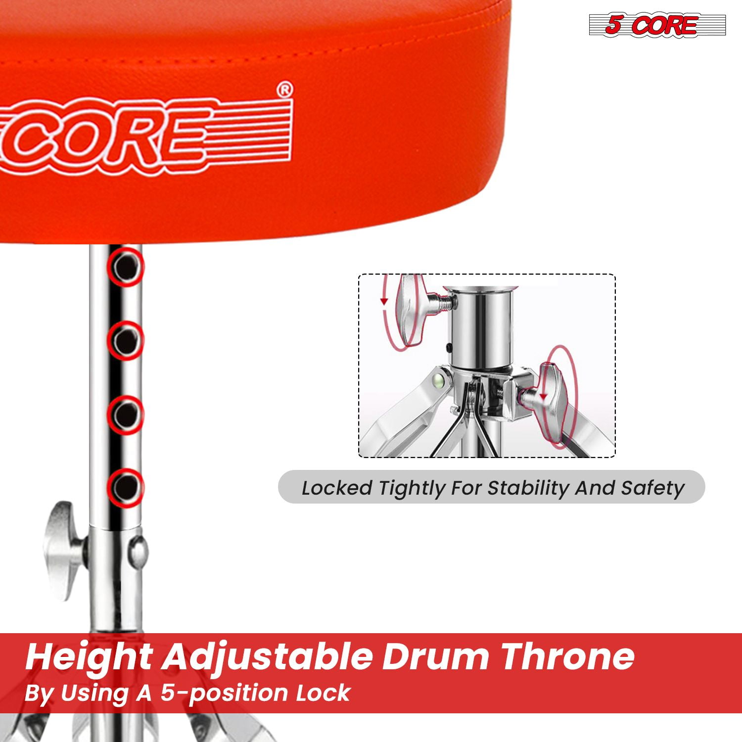 Adjustable Drum Throne & Practice Pad Combo – Height-Adjustable Kit with Snare Stand for Kids & Adults