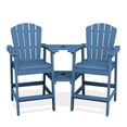 thumbnail image 2 of LOYALICE Tall Plastic Adirondack Chair Set of 2 W/ Outdoor Barstools and Connecting Tray, Navy Blue, 2 of 11