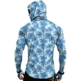thumbnail image 5 of Men's Tropical Palm Tree Print Fishing Hoodie, Long Sleeve UPF 50+ Sun Protection Shirt with Built-in Face Mask and Thumbholes Light Blue XL, 5 of 9