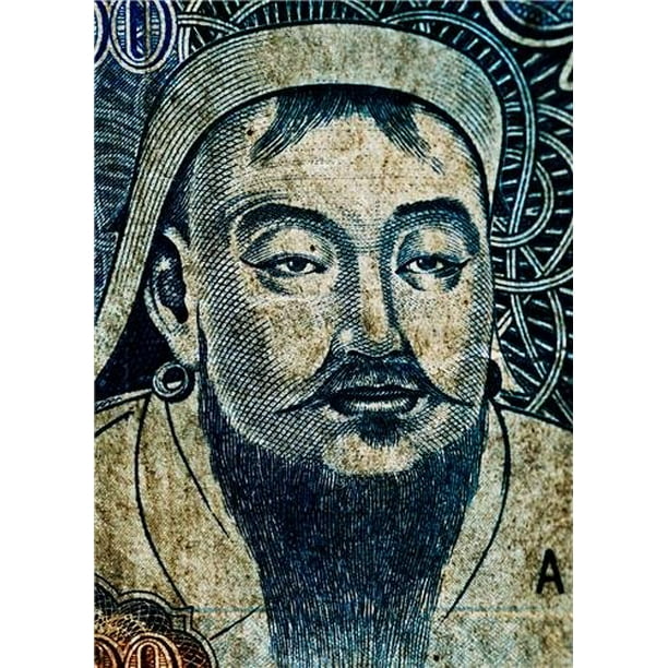 Genghis Khan Portrait Glossy Poster Mongolia Asia Great Empire12 Inch