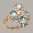 thumbnail image 2 of LBG British Made 10k Rose Gold Natural Diamond & Blue Topaz Womens Anniversary Ring - 33 size options - Size 5.5, 2 of 6