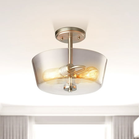 

Kreios Inverted Lamp Semi Flush Mount Ceiling Light 2-Light - 12 Silver