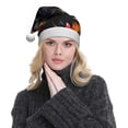 thumbnail image 5 of KLL Christmas Hats for Adults Plush Colorful Floral Black Dog Print Santa Hat Xmas Fluffy Santa Claus Hat for Women Men, 5 of 6