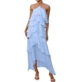 thumbnail image 3 of Sentmoon Graduation Dress for Women Summer 2026 Stylish Solid Color Plus Size Spring Dress Ruffle Chiffon Regular Fit for Work and Weekend Blue S, 3 of 8