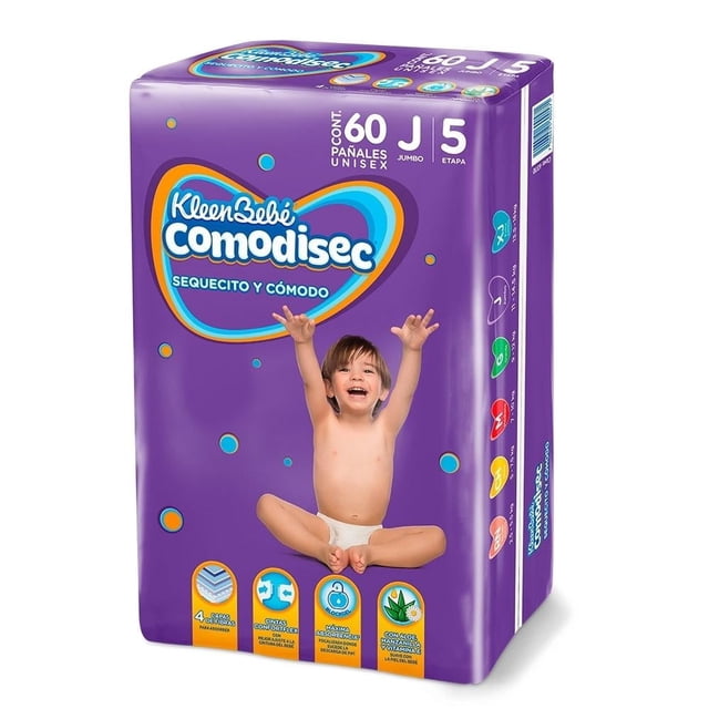Pañales Kleenbebé ComodiSec etapa 5 jumbo unisex 60 piezas