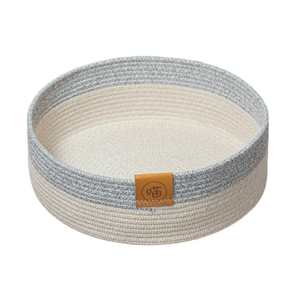 Methold Cama nido redonda para gatos con estera de cuerda de algodón gris, camas con radiadores para gatos grandes y divertidas Perchas para gatos A 35cm