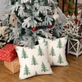 thumbnail image 2 of Christmas Pillow Covers 18x18 Inch Set of 2, Xmas Trees White Farmhouse Decorative Throw Pillowcases for Home Sofa Couch Cushion Decoration (Green Trees) GW03-18, 2 of 6
