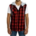 thumbnail image 2 of Purcolt Men's Plaid Hooded Tank Tops Lightweight Sleeveless Button Down Hoodie Shirts Athletic Casual Bodybuilding Workout Shirts for Gym, 2 of 6