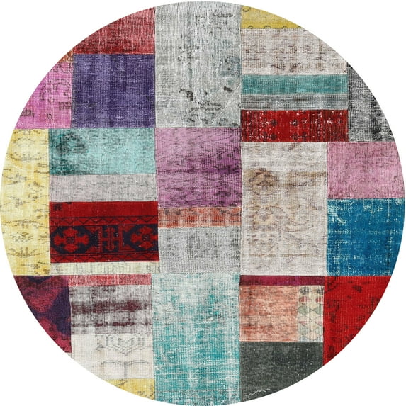 Ahgly Company Machine Washable Indoor Round Contemporary Chestnut Brown Area Rugs, 6' Round