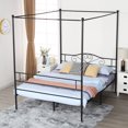 thumbnail image 1 of VECELO Queen Black Canopy Metal Bed, Multiple Size Available, 1 of 6