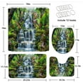 thumbnail image 2 of 4 Piece Waterfall Scenery Shower Curtain Set with Rugs, Toilet Lid Cover ,Tropical Rainforest Jungle Primeval Forest Natural Bushes Floral Mossy Rocks Clear Stream Bathroom Shower Curtain with Hooks, 2 of 5