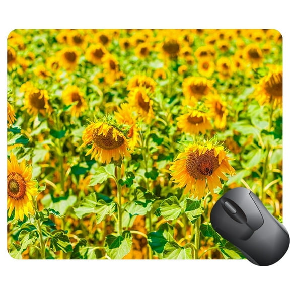 POPCreation a vibrant sunflower crop in a beautiful sunny day Mouse pads Gaming Mouse Pad 9.84x7.87 inches